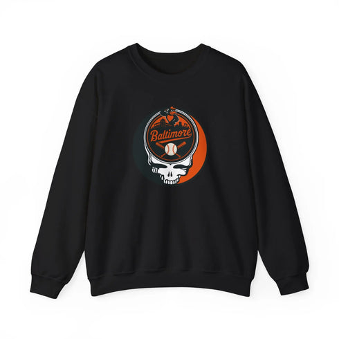Grateful Dead - Baltimore Orioles Grateful Dead Stealie Crewneck Sweatshirt - MLB - StealieShop
