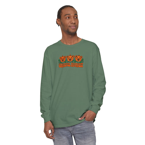 Pumpkin Bears Garment-Dyed Long Sleeve T-Shirt