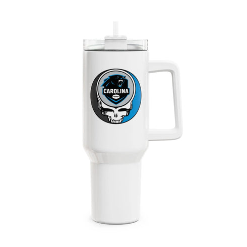 Grateful Dead - Carolina Panthers Stealie "Fat Man" Tumbler, Double Insulated 40oz Travel Mug - StealieShop