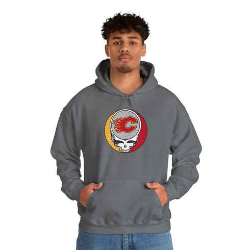 Calgary Flames Grateful Dead Unisex Heavy Blend Hoodie - StealieShop