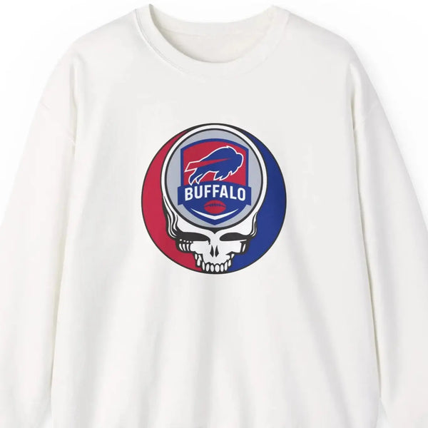 Grateful Dead - Buffalo Bills Grateful Dead Stealie Crewneck Sweatshirt - NFL - StealieShop