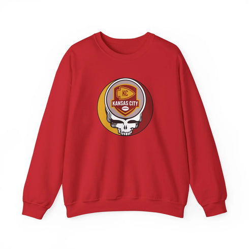 Grateful Dead - Kansas City Chiefs Grateful Dead Stealie Crewneck Sweatshirt - NFL - StealieShop