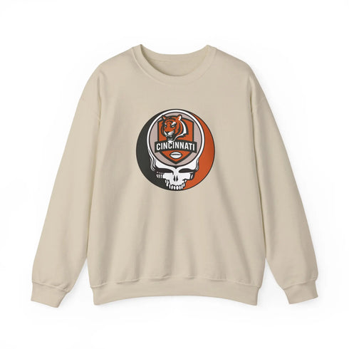 Grateful Dead - Cincinnati Bengals Grateful Dead Stealie Crewneck Sweatshirt - NFL - StealieShop