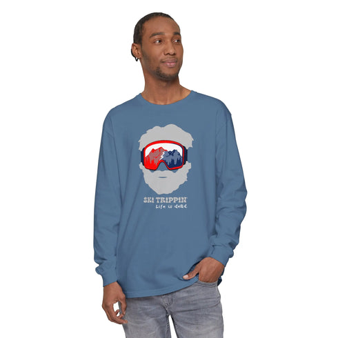 Ski Trippin' Jerry Unisex Garment-dyed Long Sleeve T-Shirt StealieShop