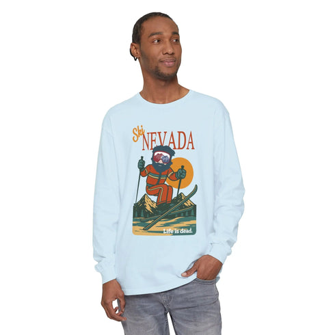 Grateful Dead - Ski Nevada - Life is dead. Mountain Collection Garment-Dyed Long Sleeve T-Shirt - StealieShop