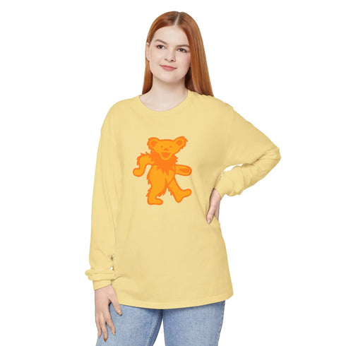 Grateful Dead - Dancing Bear Color Match Vineyard Collection Unisex Garment-dyed Long Sleeve - StealieShop