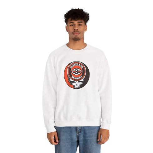 Grateful Dead - Cleveland Browns Grateful Dead Stealie Crewneck Sweatshirt - StealieShop
