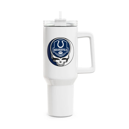 Grateful Dead - Indianapolis Colts Stealie "Fat Man" Tumbler, Double Insulated 40oz Travel Mug - NFL - StealieShop