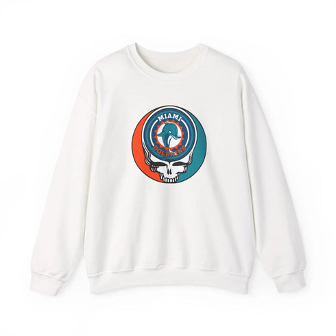 Miami Dolphins Original Grateful Dead Stealie Crewneck Sweatshirt - NFL