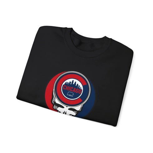 Grateful Dead - Chicago Cubs Stealie Grateful Dead Crewneck Sweatshirt - MLB - StealieShop