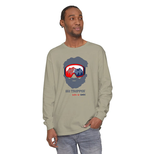 Ski Trippin' Jerry Unisex Garment-dyed Long Sleeve T-Shirt StealieShop