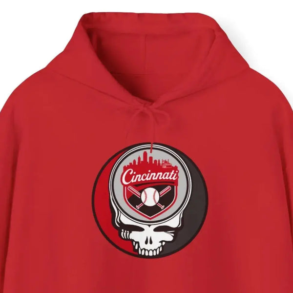 Grateful Dead - The Ballpark Collection: Cincinnati Baseball Edition Grateful Dead Unisex Heavy Blend Hoodie - Hooded Sweatshirt - StealieShop