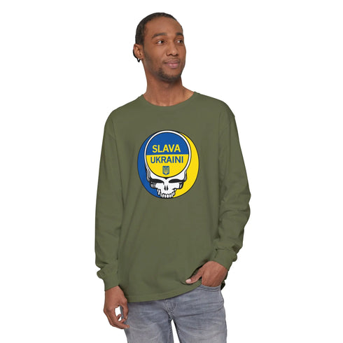 Grateful Dead - Slava Ukraini Garment-Dyed Long Sleeve T-Shirt - StealieShop