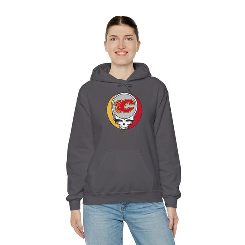 Calgary Flames Grateful Dead Unisex Heavy Blend Hoodie - StealieShop