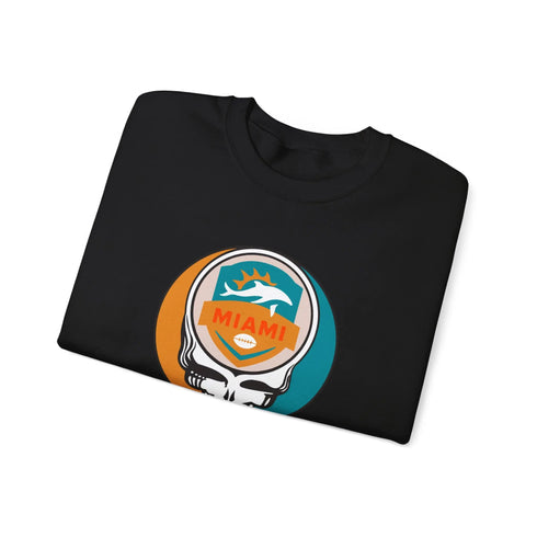 Grateful Dead - Miami Dolphins Grateful Dead Stealie Crewneck Sweatshirt - NFL - StealieShop
