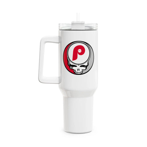 Grateful Dead - Philadelphia Phillies "Fat Man" Tumbler, Double Insulated 40oz Travel Mug - StealieShop
