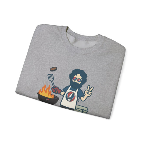 Grateful Dead - Grillin' Jerry | Life is dead. Crewneck Sweatshirt - StealieShop