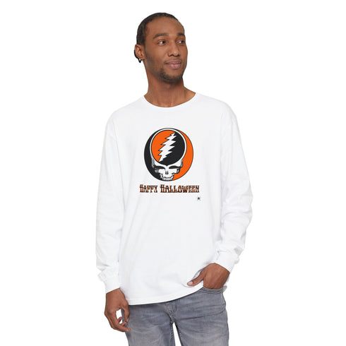 Happy Halloween Stealie Garment-Dyed Long Sleeve T-Shirt