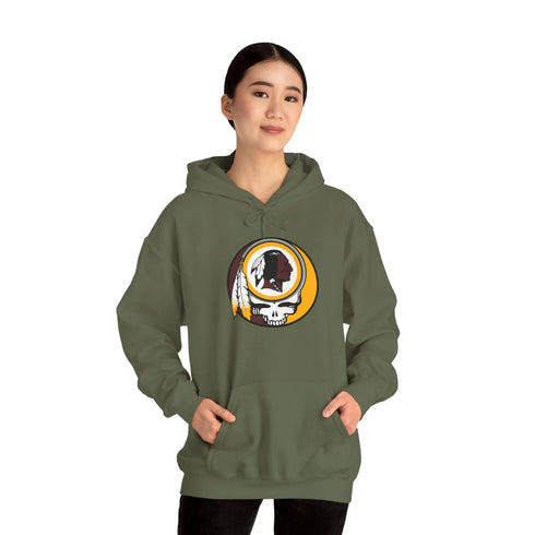 Grateful Dead - Classic Washington Redskins Stealie Grateful Dead Hooded Sweatshirt - NFL Fan Apparel - StealieShop