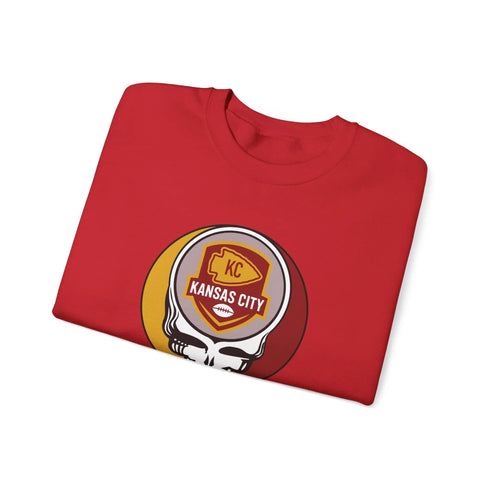Grateful Dead - Kansas City Chiefs Grateful Dead Stealie Crewneck Sweatshirt - NFL - StealieShop