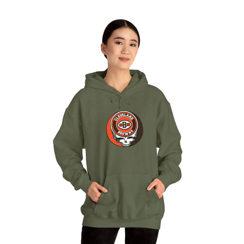 Cleveland Browns Grateful Dead Hooded Sweatshirt - NFL Fan Apparel - StealieShop