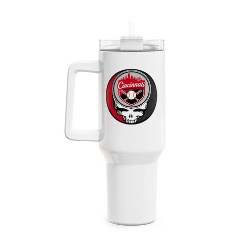 Grateful Dead - Cincinnati Reds "Fat Man" Tumbler, Double Insulated 40oz Travel Mug - StealieShop