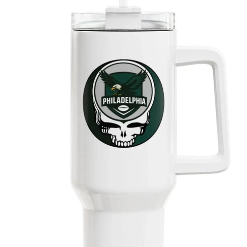 Grateful Dead - The Gridiron Collection: Philadelphia Eagles Stealie "Fat Man" Tumbler, Double Insulated 40oz Travel Mug - NFL - StealieShop
