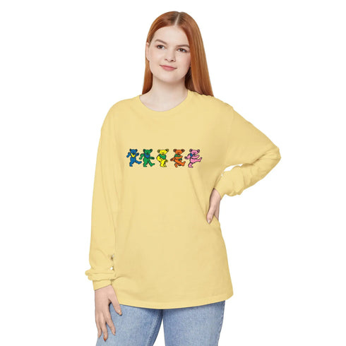 Grateful Dead - Dancing Bears Vineyard Collection Unisex Garment-dyed Long Sleeve - StealieShop