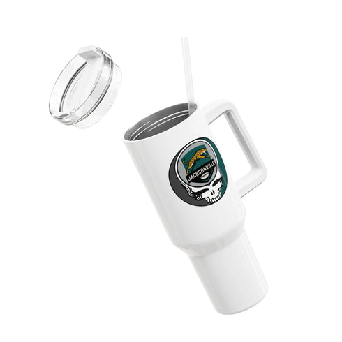 Grateful Dead - Jacksonville Jaguars Stealie "Fat Man" Tumbler, Double Insulated 40oz Travel Mug - NFL - StealieShop