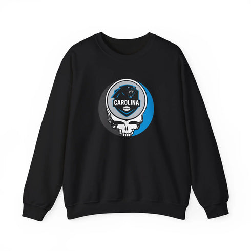 Grateful Dead - Carolina Panthers Stealie Grateful Dead Crewneck Sweatshirt - NFL - StealieShop