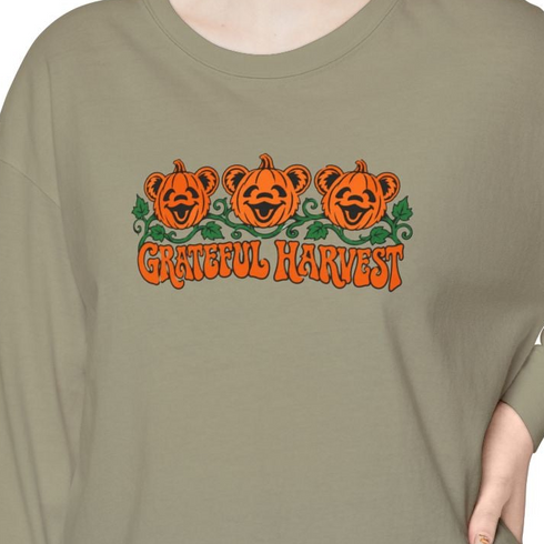 Pumpkin Bears Garment-Dyed Long Sleeve T-Shirt