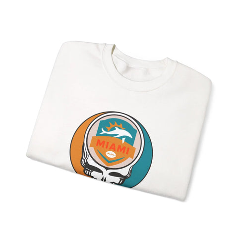 Grateful Dead - Miami Dolphins Grateful Dead Stealie Crewneck Sweatshirt - NFL - StealieShop