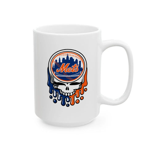 New York Mets Logo Dripping Stealie Grateful Dead Coffee Mug