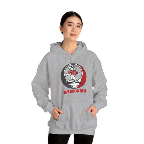 Grateful Dead - Dancing Badger Grateful Dead Unisex Heavy Blend Hoodie - Hooded Sweatshirt - Wisconsin - StealieShop