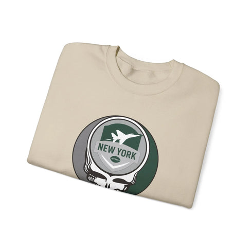 Grateful Dead - New York Jets Grateful Dead Stealie Crewneck Sweatshirt - NFL - StealieShop