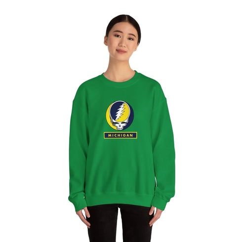 University of Michigan Grateful Dead Stealie Crewneck Sweatshirt - StealieShop