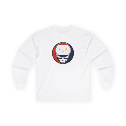 Grateful Dead - New Orleans Flag Stealie Unisex Ultra Cotton Long Sleeve Tee - StealieShop