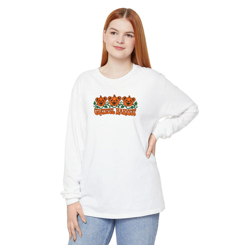 Pumpkin Bears Garment-Dyed Long Sleeve T-Shirt