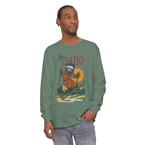 Grateful Dead - Ski Idaho - Life is dead. Mountain Collection Garment-Dyed Long Sleeve T-Shirt - StealieShop