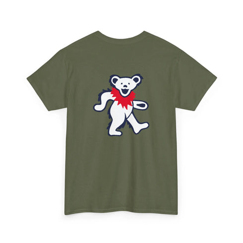Grateful Dead - Front + Back Print - New York Yankees Stealie / Dancing Bear T-Shirt - MLB - StealieShop