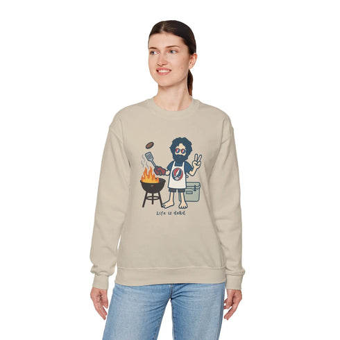 Grateful Dead - Grillin' Jerry | Life is dead. Crewneck Sweatshirt - StealieShop
