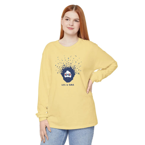 Grateful Dead - Jerry's Bursting with Music Life is Dead Long Sleeve T-Shirt - StealieShop