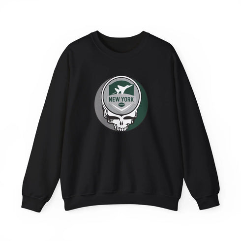 Grateful Dead - New York Jets Grateful Dead Stealie Crewneck Sweatshirt - NFL - StealieShop