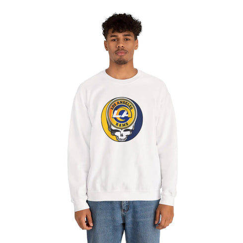 Grateful Dead - Los Angeles Rams Grateful Dead Stealie Crewneck Sweatshirt - StealieShop