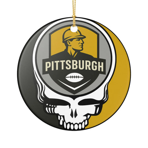 Grateful Dead - Pittsburgh Football Stealie Christmas Ornament - StealieShop