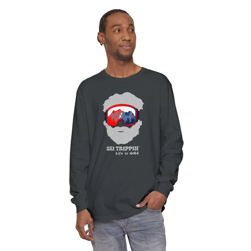 Ski Trippin' Jerry Unisex Garment-dyed Long Sleeve T-Shirt StealieShop