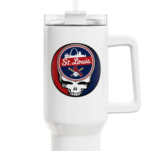 Grateful Dead - The Ballpark Collection: St. Louis Baseball Edition "Fat Man" Tumbler, Double Insulated 40oz Travel Mug - StealieShop