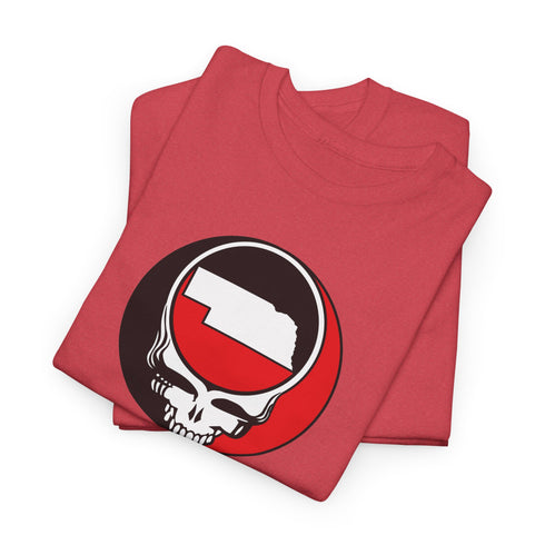 Nebraska Map Stealie Black & Red Grateful Dead T-Shirt