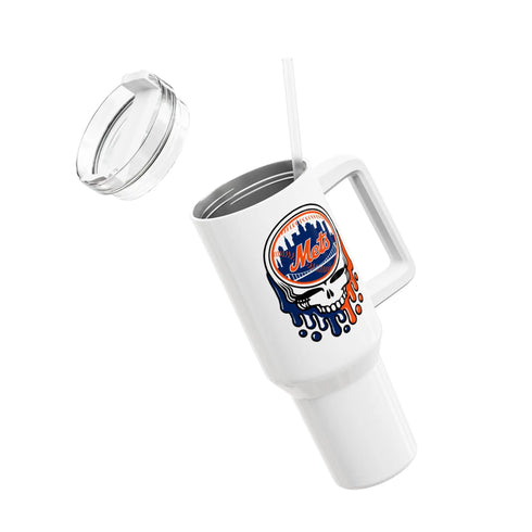 Grateful Dead - New York Mets Dripping Stealie "Fat Man" Tumbler, Double Insulated 40oz Travel Mug - StealieShop