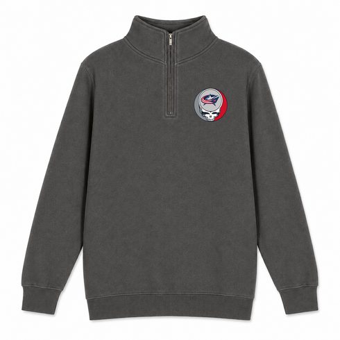 Columbus Blue Jackets - Premium Grateful Dead Quarter-Zip Pullover - Charcoal - 6